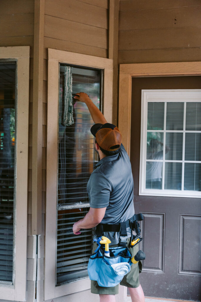 Residential window screens professionally cleaned in Houston, TX.